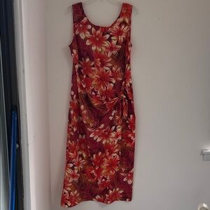 White Stag Red and Orange Floral Midi Dress